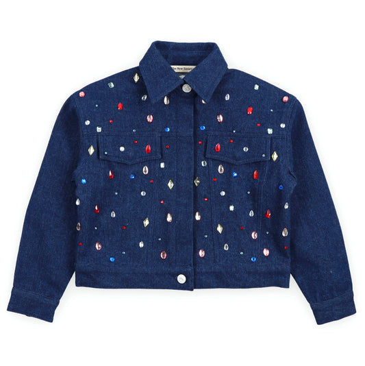 THE NEW SOCIETY Mia Rhinestone Jacket - Blue Denim