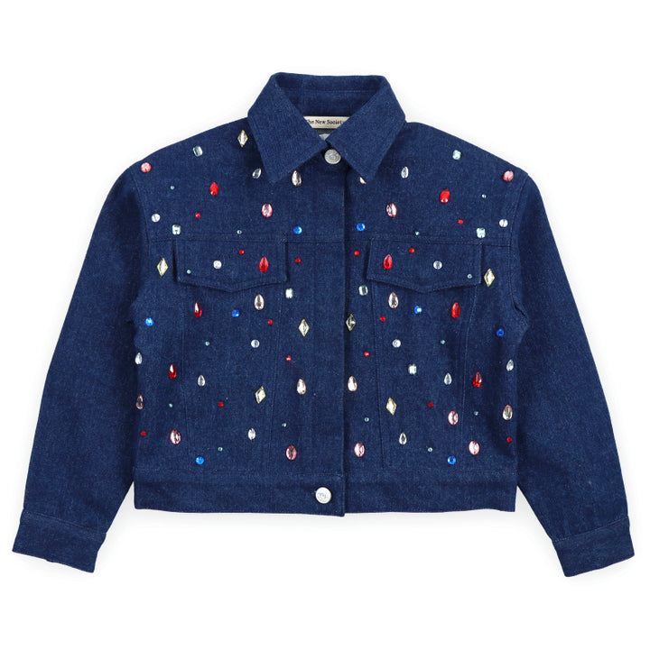 THE NEW SOCIETY Mia Rhinestone Jacket - Blue Denim
