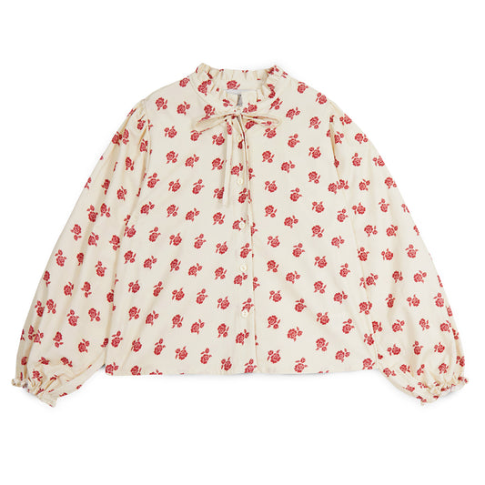 MIPOUNET Adela Corduroy Blouse - Ecru/Rio Red