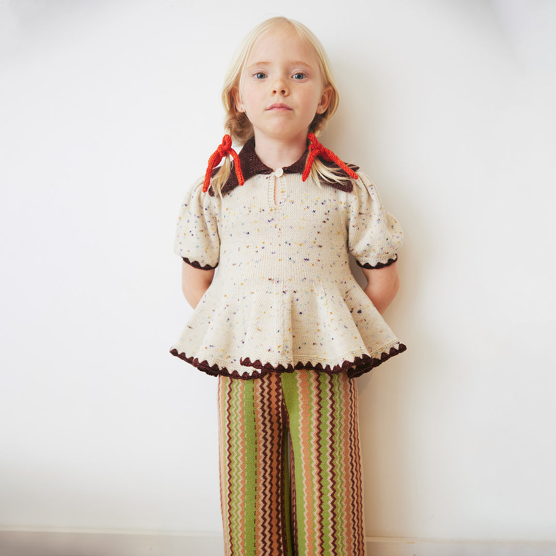 MISHA & PUFF Crochet Trim Puff Top - Iris Confetti