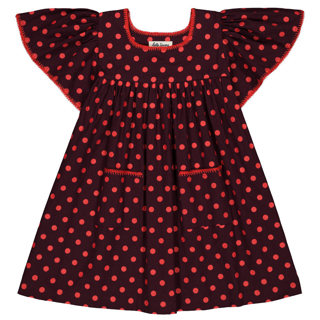 Mariana Dress in Plum Dots