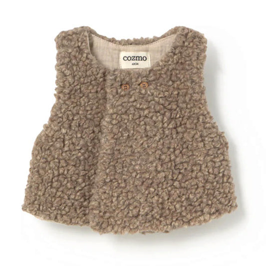 MY LITTLE COZMO Olbia Mélange Sherpa Baby Vest - Taupe