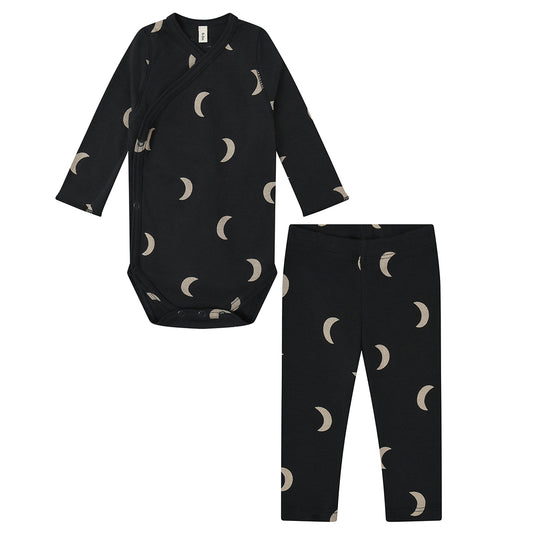 ORGANIC ZOO Charcoal Midnight Kimono Baby Set - Charcoal
