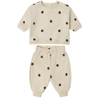 ORGANIC ZOO Undied Cotton Dots Sweatsuit - Ecru