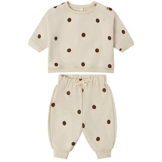 ORGANIC ZOO Undied Cotton Dots Sweatsuit - Ecru