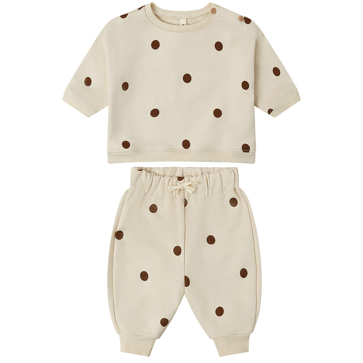 ORGANIC ZOO Undied Cotton Dots Sweatsuit - Ecru