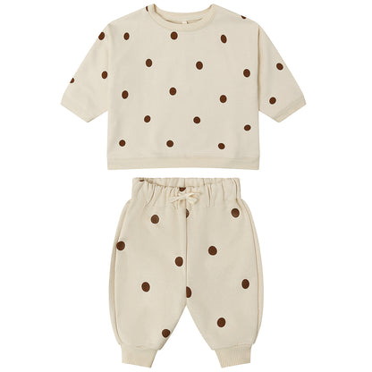 ORGANIC ZOO Undied Cotton Dots Sweatsuit - Ecru