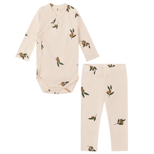 ORGANIC ZOO Olive Garden Kimono Baby Set - Ecru