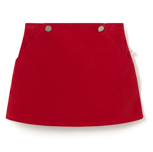 MY LITTLE COZMO Paris Fine Comfort Corduroy Skirt - Red Velvet
