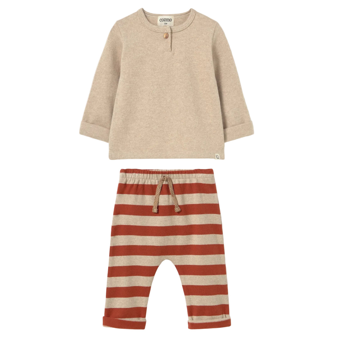 Brushed Soft Knit Baby Set in Stone