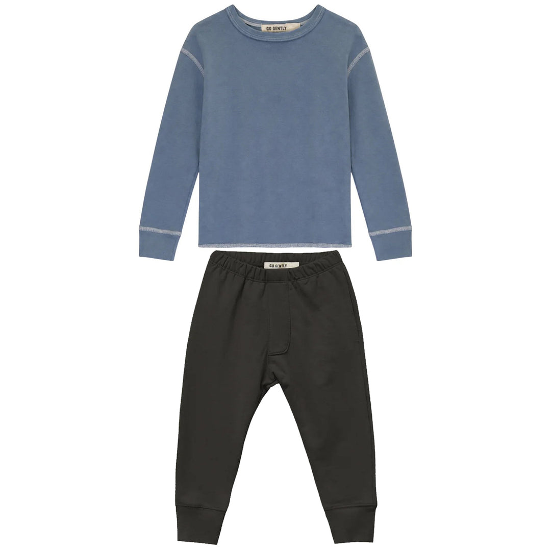 Rib Baby Thermal Baby Set in French Blue