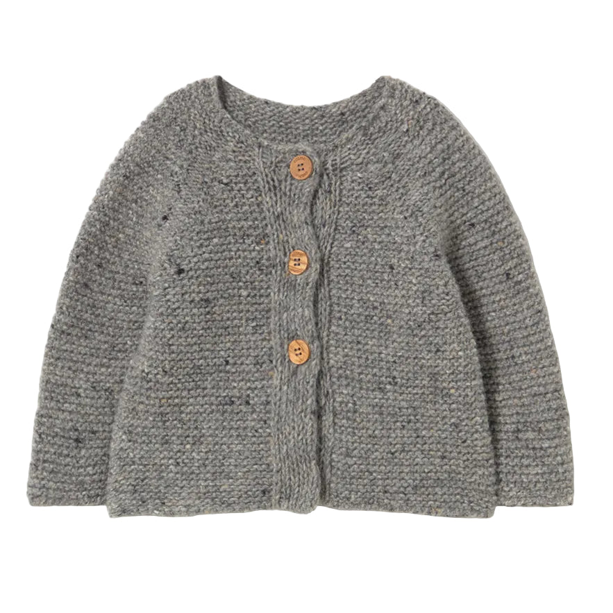 Tweed Tricot Knit Baby Jacket in Grey