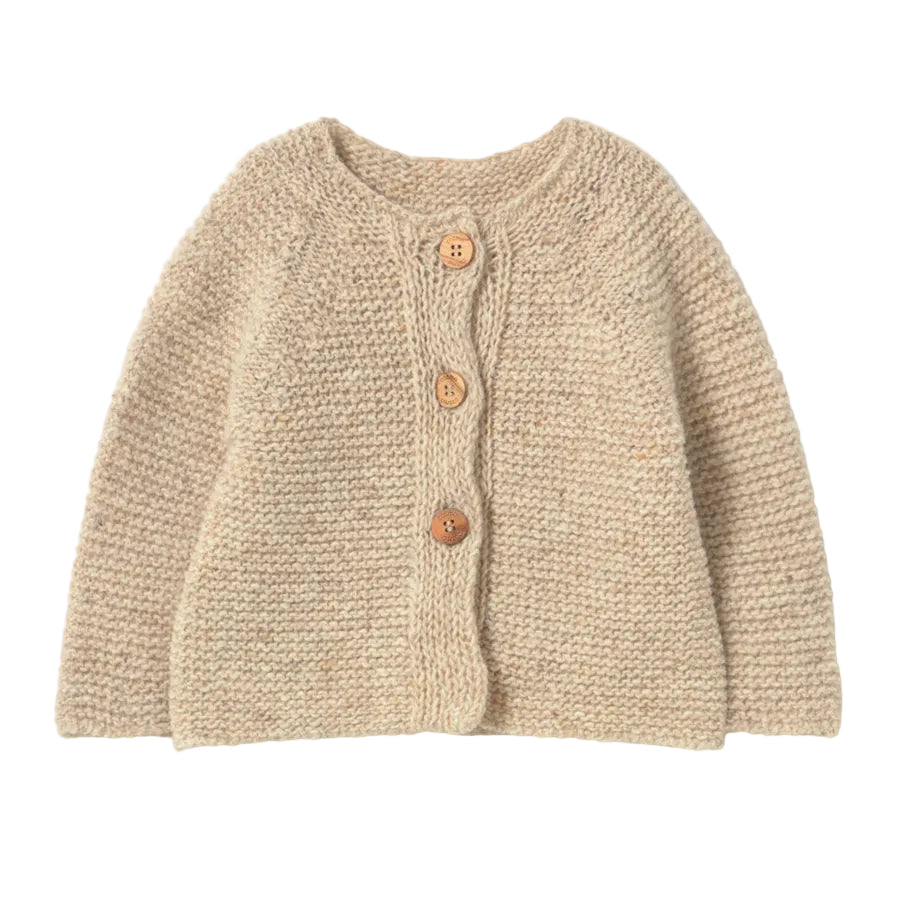 Tweed Tricot Knit Baby Jacket in Stone