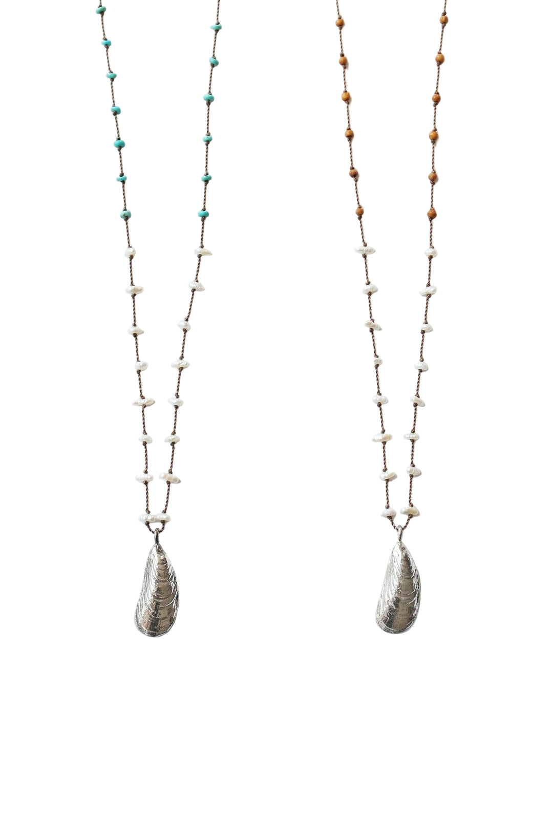 Silver Shell Necklace in Turquoise