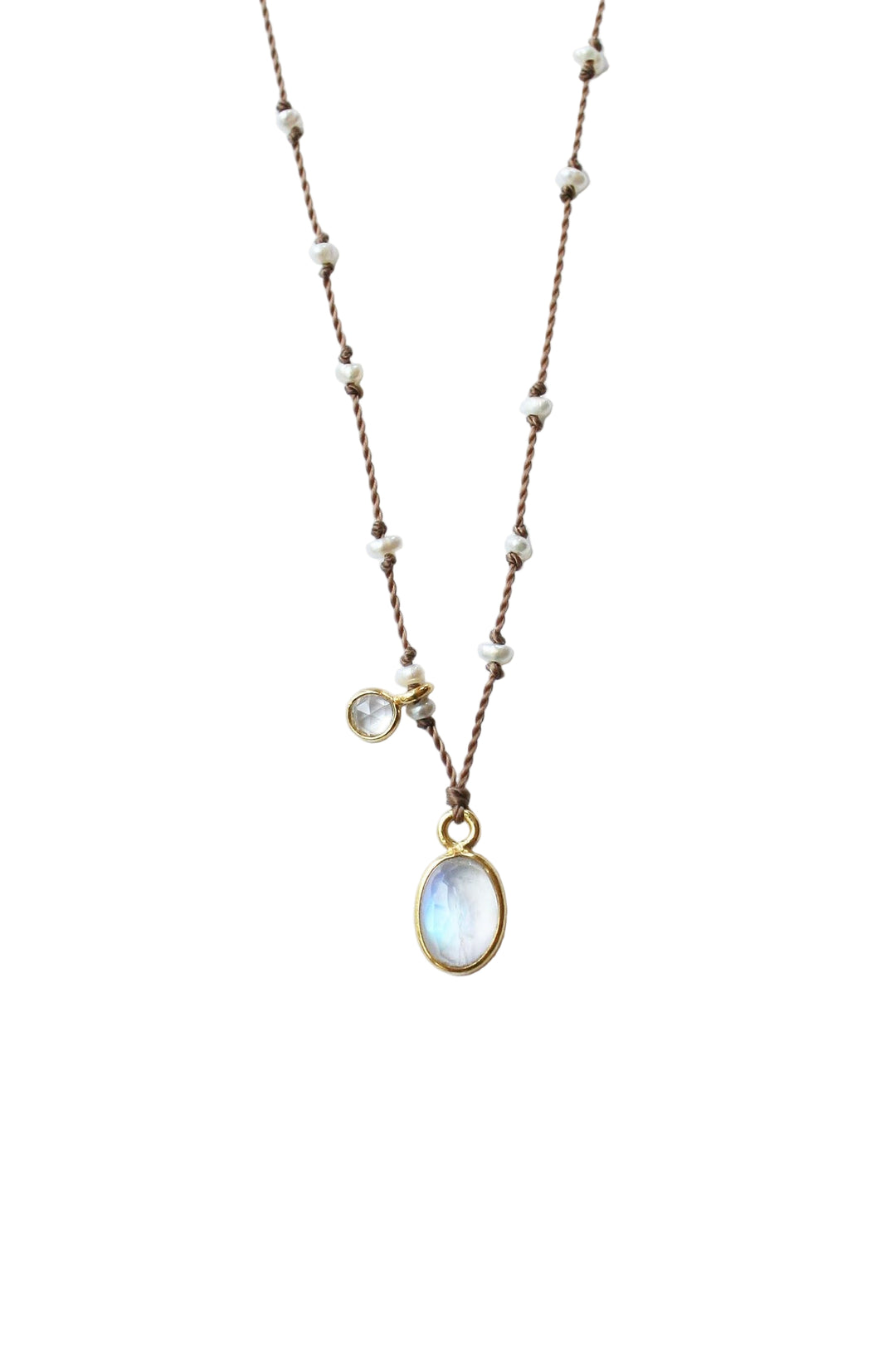You and Me Necklace with Rainbow Moonstone
