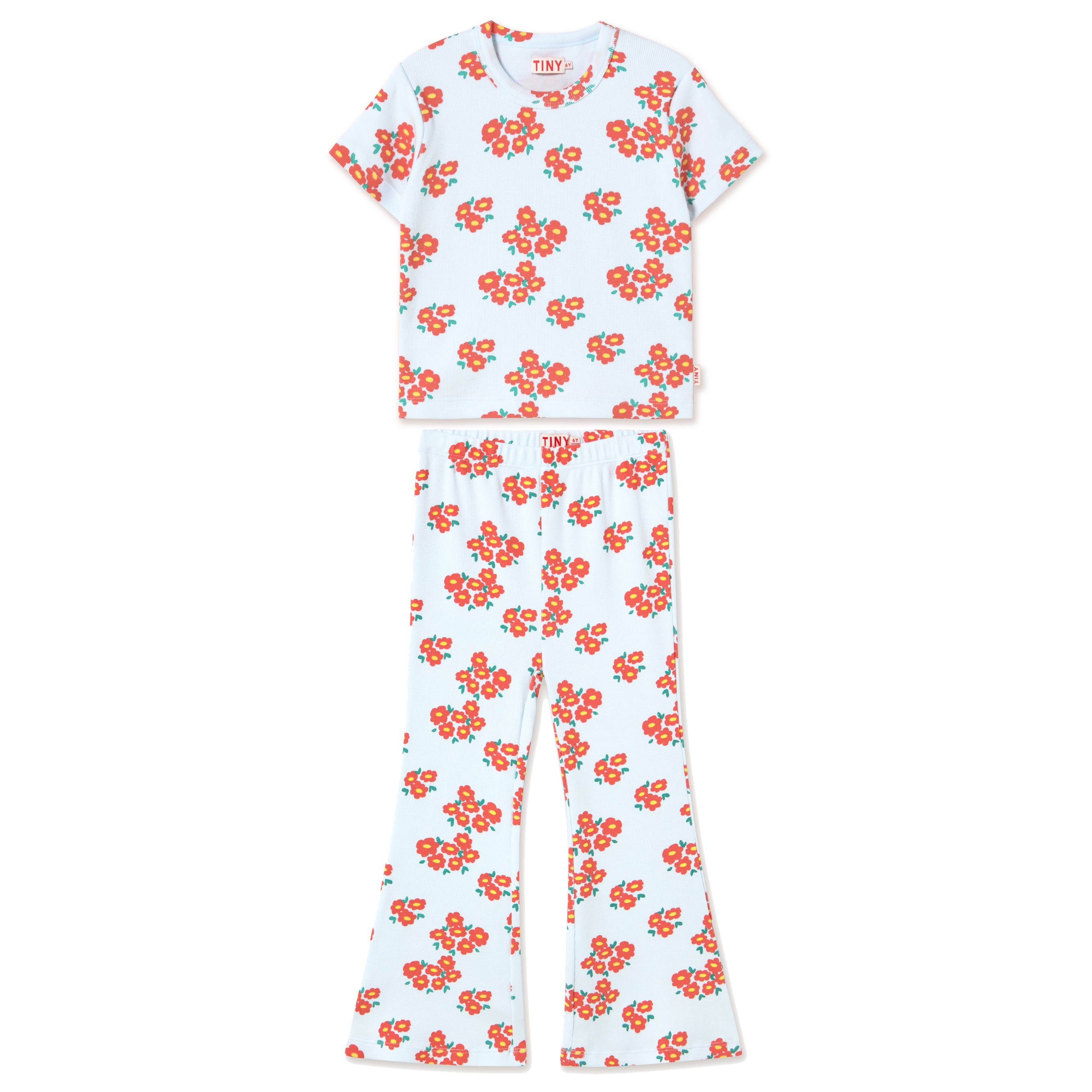 Blossoms Ribbed Set in Ice Blue | Tinycottons | Yoya NYC – Yoya Inc.