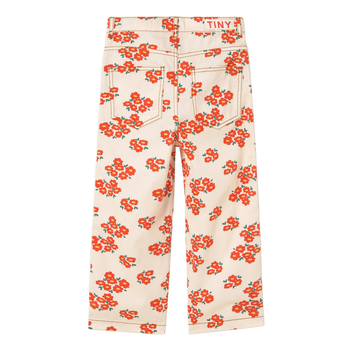 Blossoms Twill Jeans in Off-White