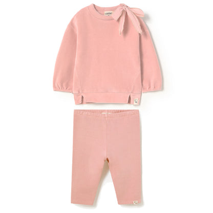 MY LITTLE COZMO Suecia Velour Knit Baby Set - Silver Pink