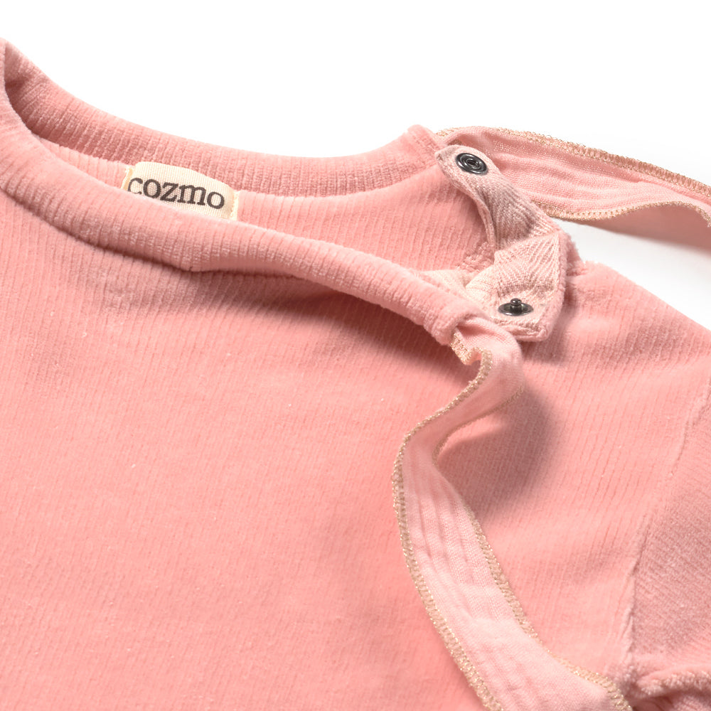 MY LITTLE COZMO Suecia Velour Knit Baby Set - Silver Pink