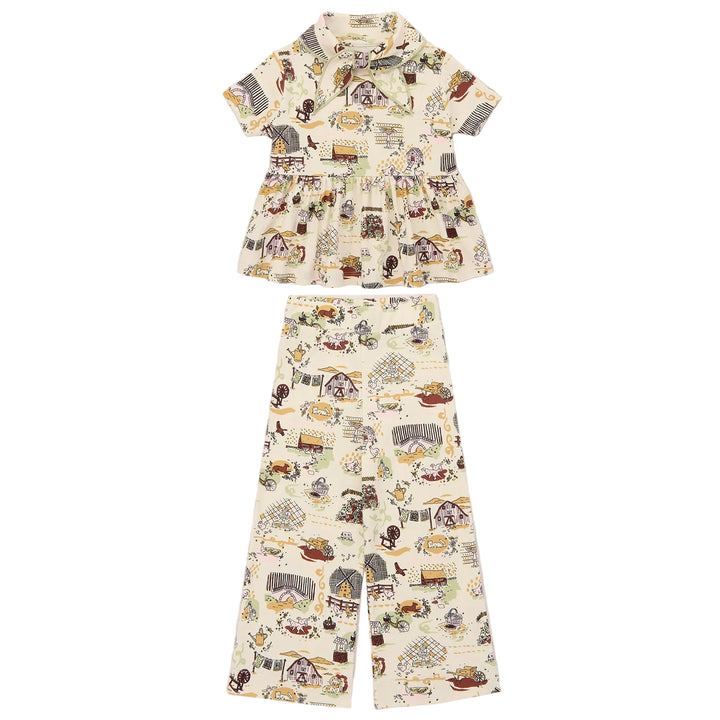 Scout Peplum Pants Set In Marzipan Storyland