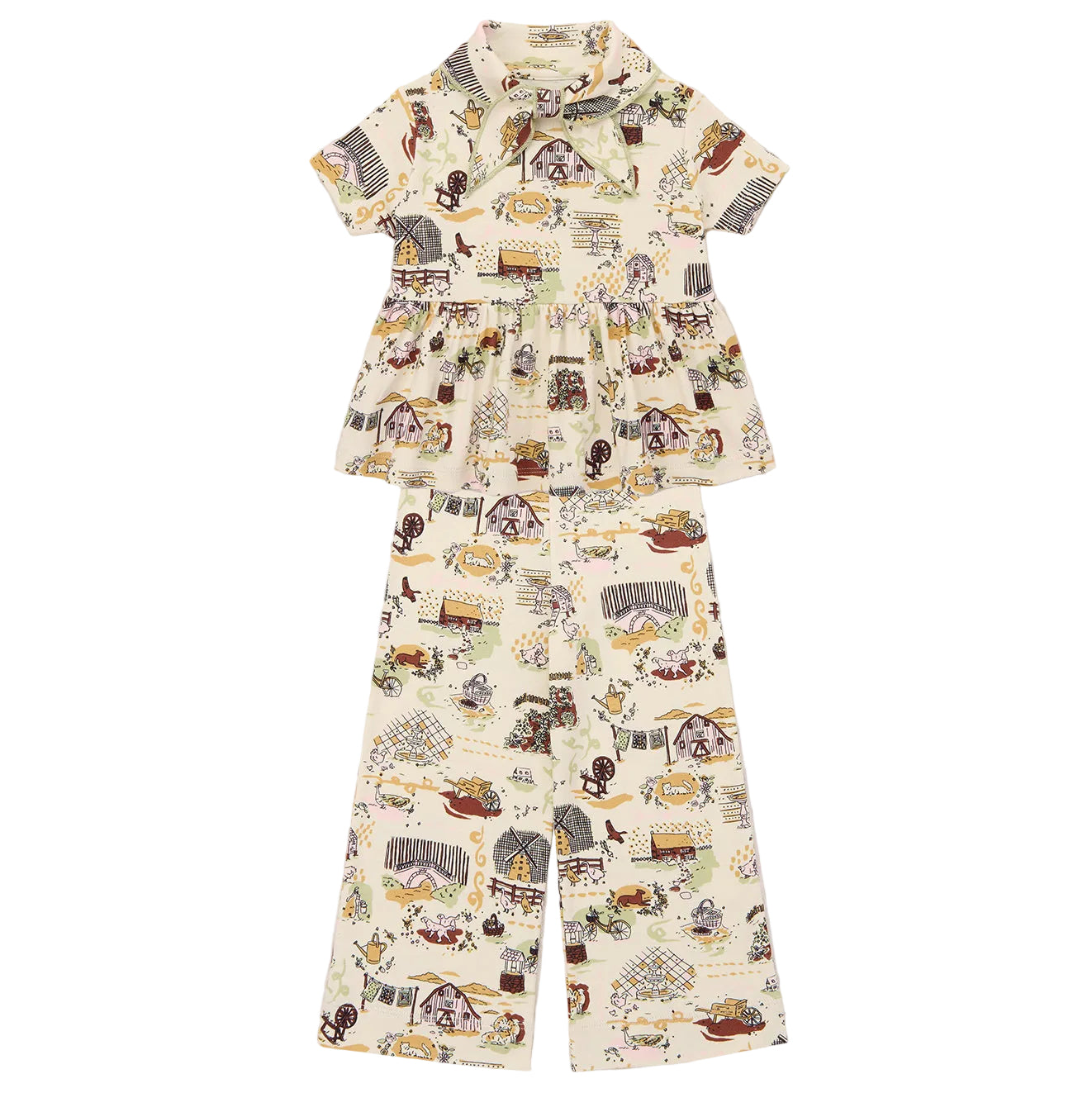 Scout Peplum Pants Set in Marzipan Storyland | Misha & Puff | Yoya