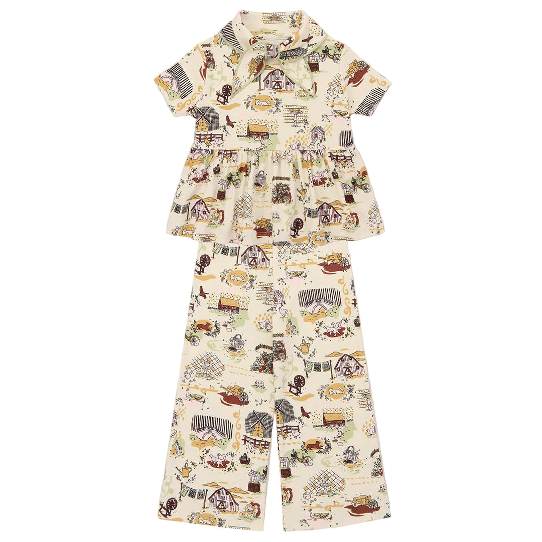Scout Peplum Pants Set In Marzipan Storyland