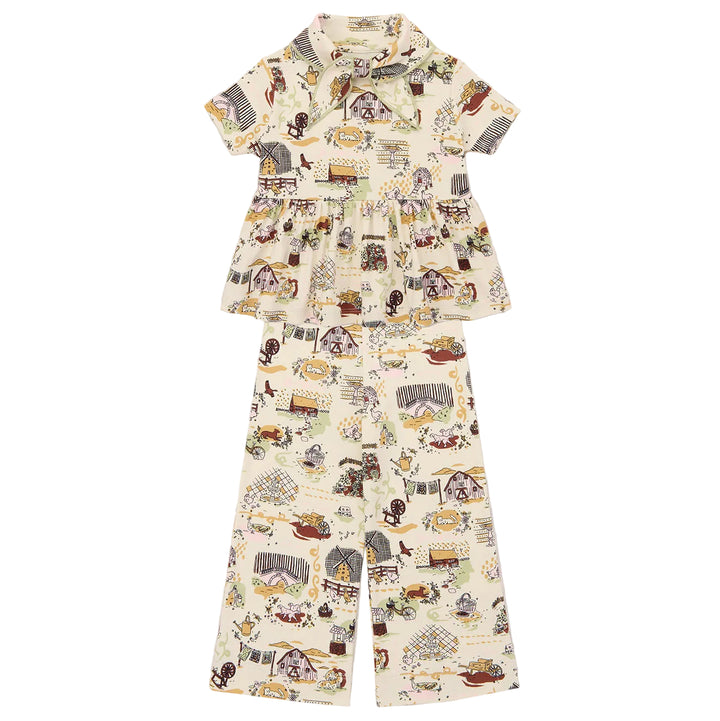Scout Peplum Pants Set In Marzipan Storyland