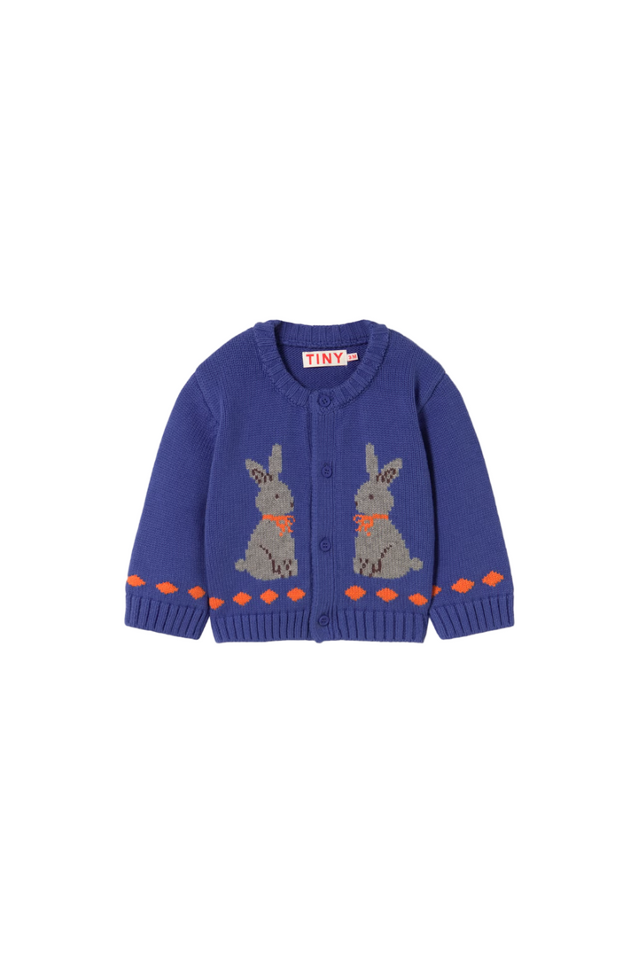 Rabbits Baby Cardigan in Dark Blue