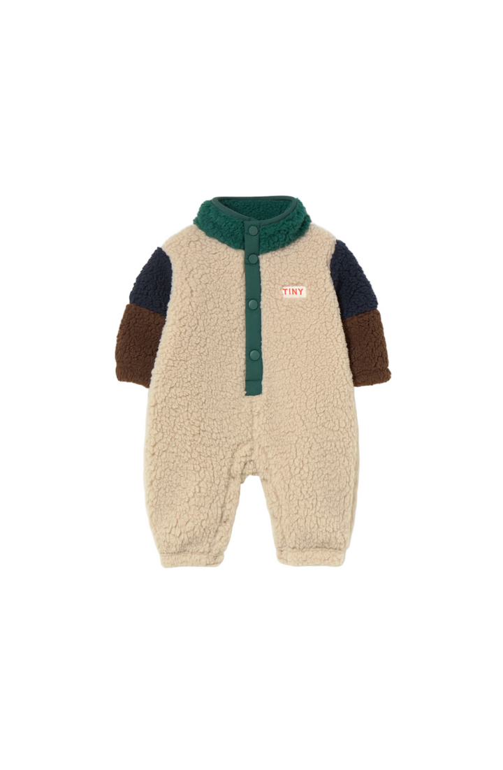 Color Block Polar Sherpa One-Piece in Dark Green