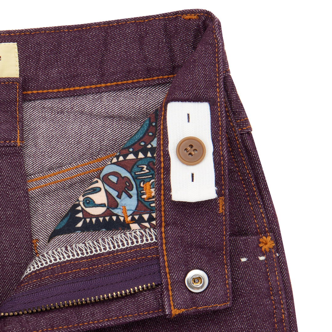 MISHA & PUFF Slim Flared Jeans - Aubergine Denim