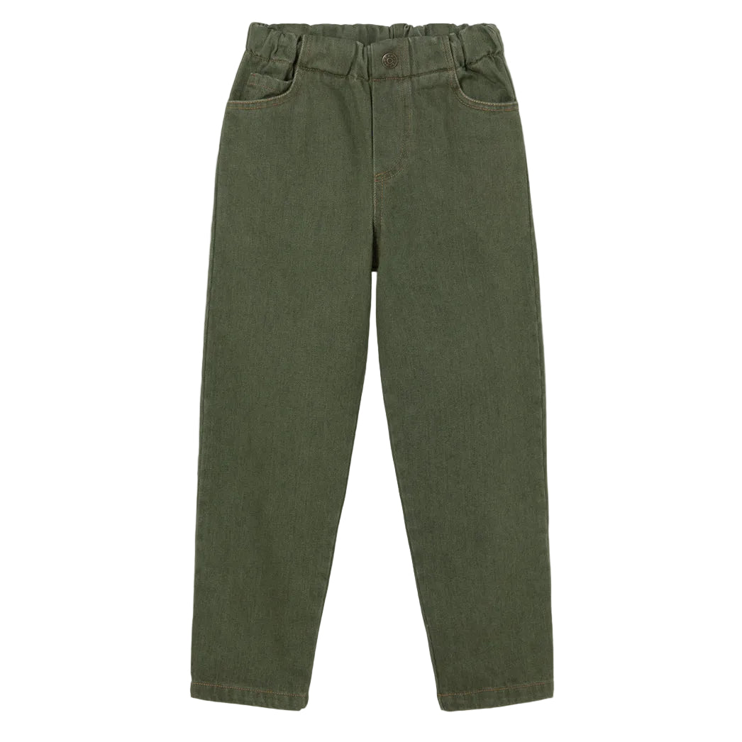 Washed Color Denim Pants in Green
