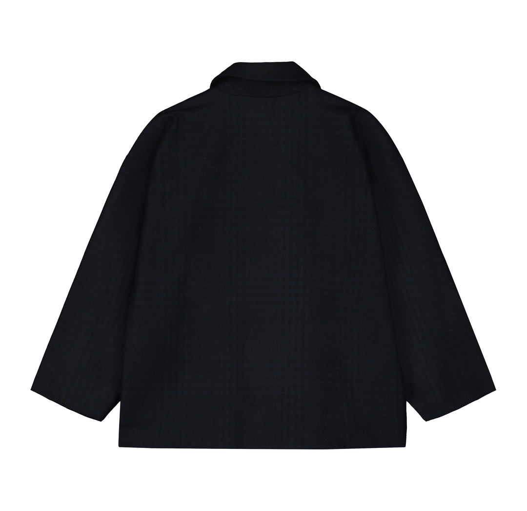 Double-Breasted Cocoon Jacket in Black/Navy Blue
