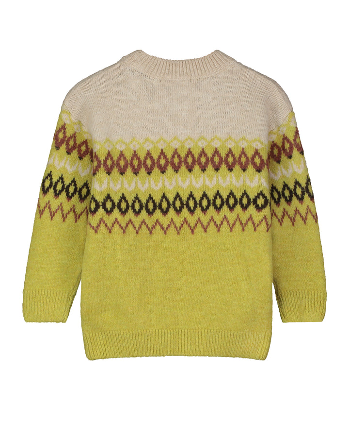 Graphic Jacquard Sweater in Yellow/Cream/Red