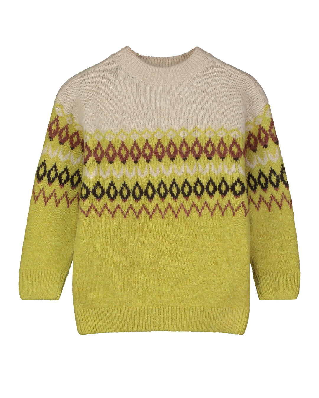 Graphic Jacquard Sweater in Yellow/Cream/Red