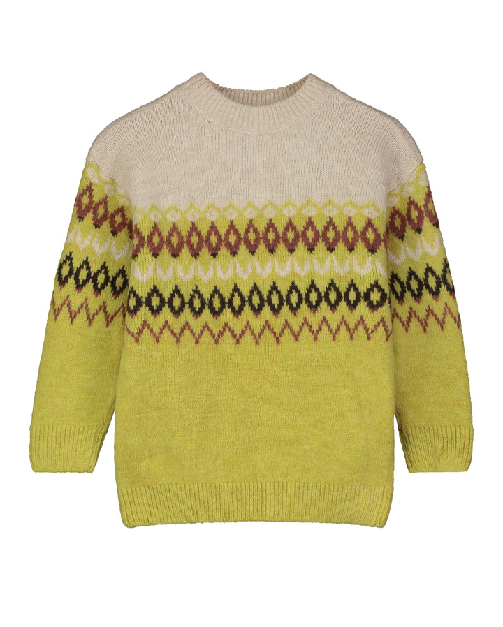 Graphic Jacquard Sweater in Yellow/Cream/Red
