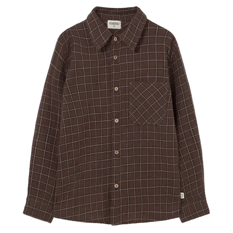 Textured Plaid Check Shirt in Brown
