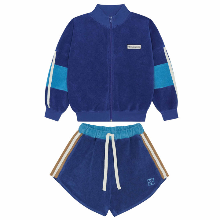 Color Block Shorts Set in Blue