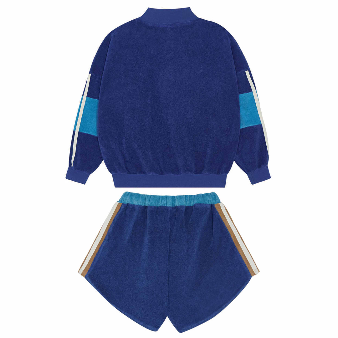 Color Block Shorts Set in Blue