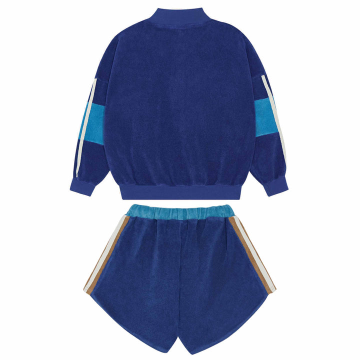 Color Block Shorts Set in Blue