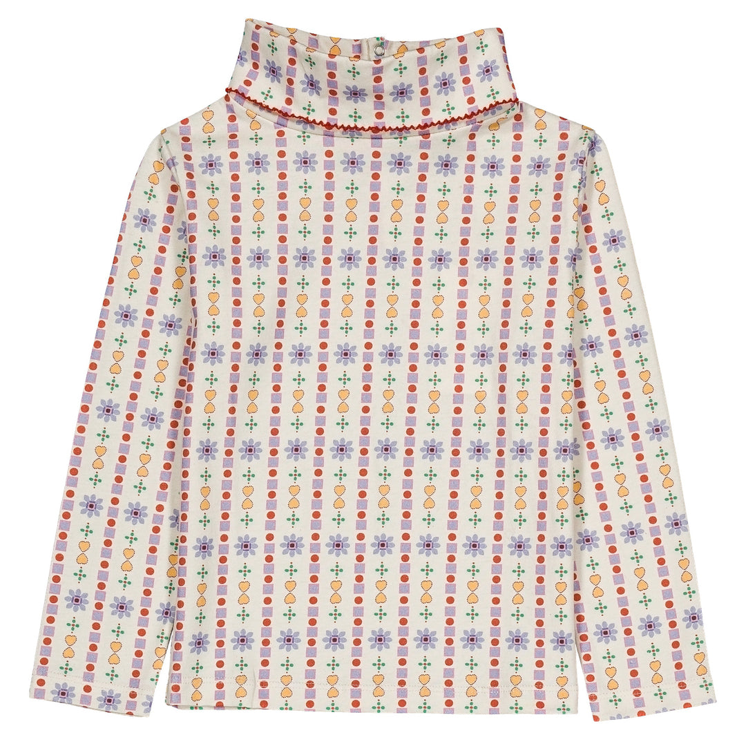 Patterned long-sleeve shirt on a white background