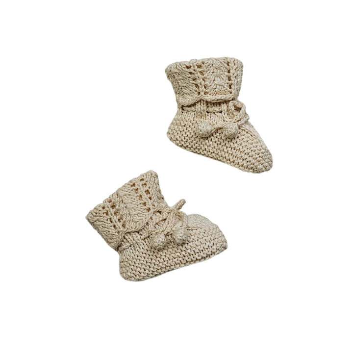 Heirloom Lace Pima Cotton Booties in Linen