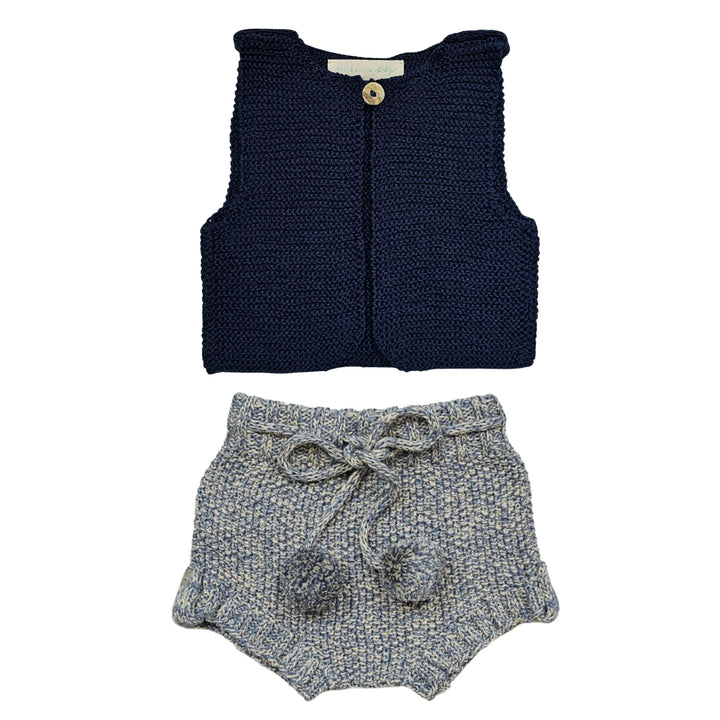 Atticus Pima Cotton Bloomer Set in Indigo