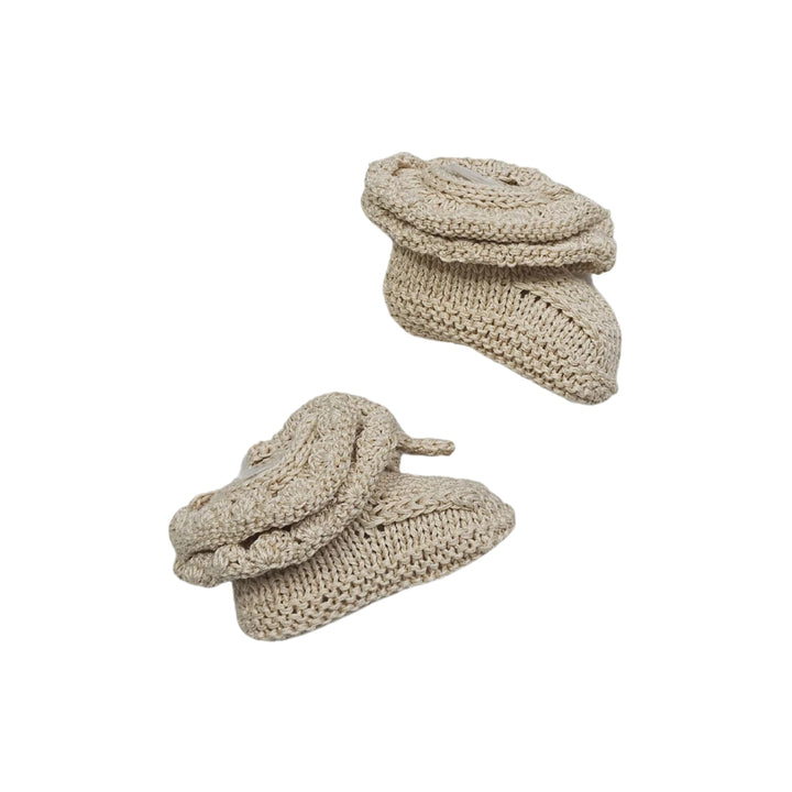 Mimi Frilled Pima Cotton Booties in Linen