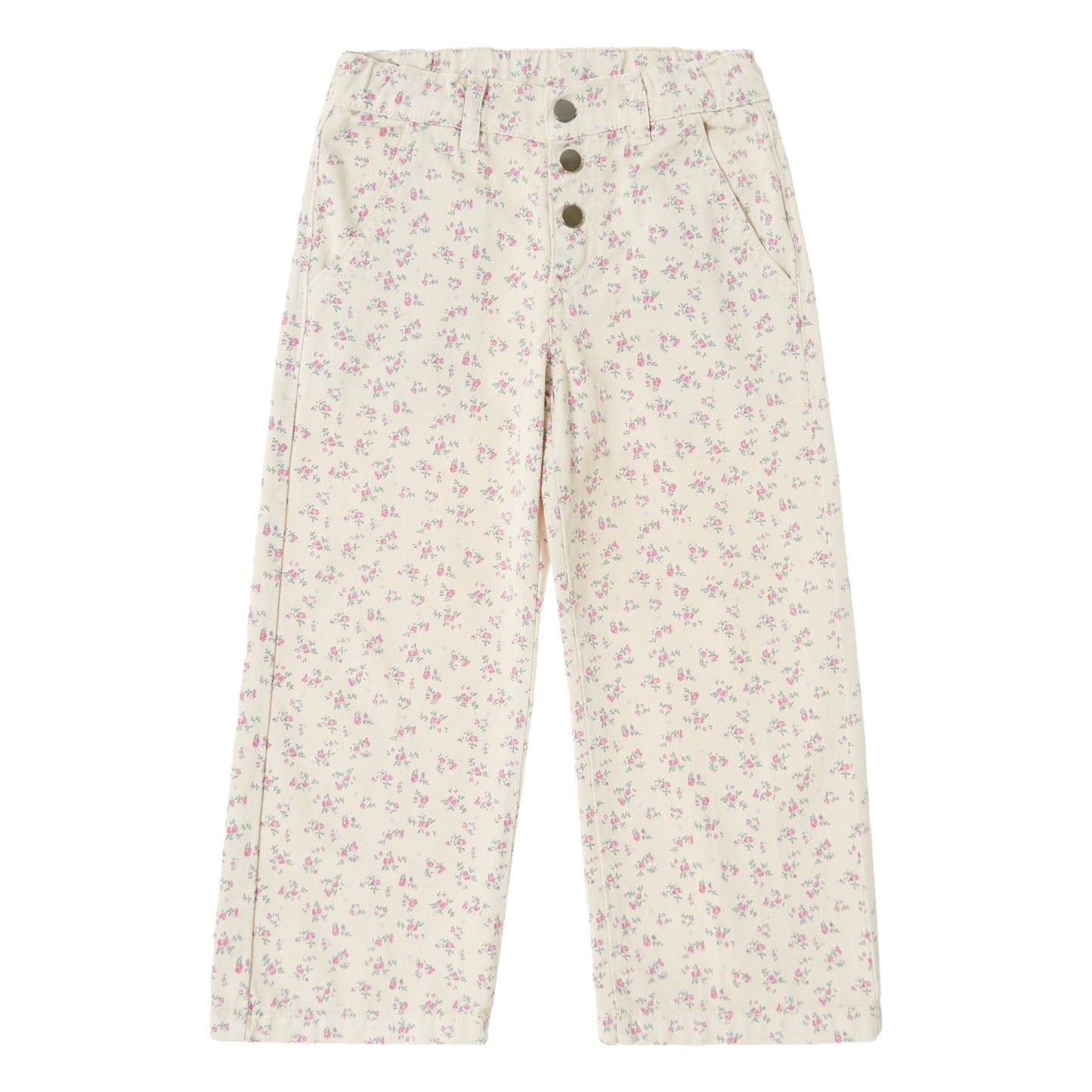 Twill Flowers Palazzo Pants