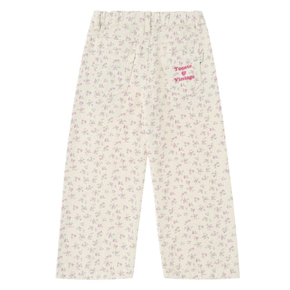 Twill Flowers Palazzo Pants