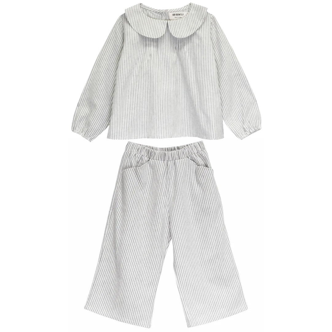 Goldie Baby Pants Set in French Blue Stripe