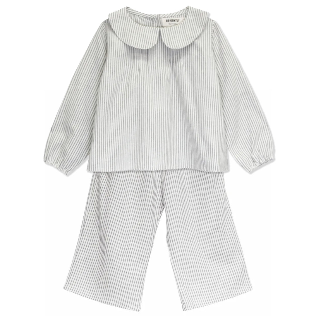 Goldie Baby Pants Set in French Blue Stripe