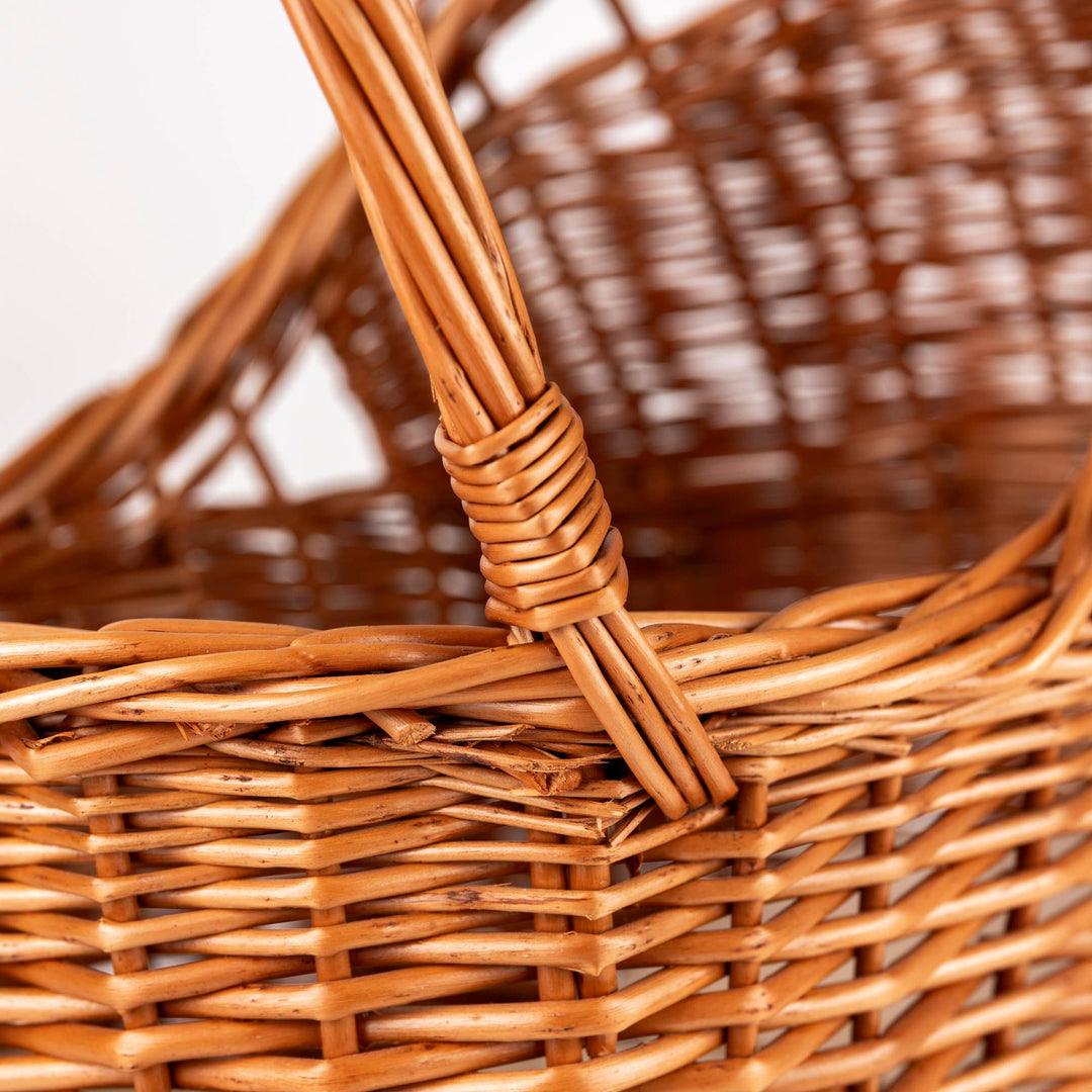 Wicker Pram with Knitted Blanket