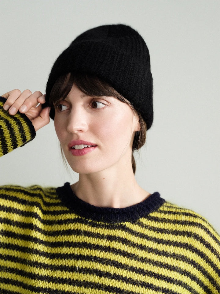 Cashmere Ribbed Beanie