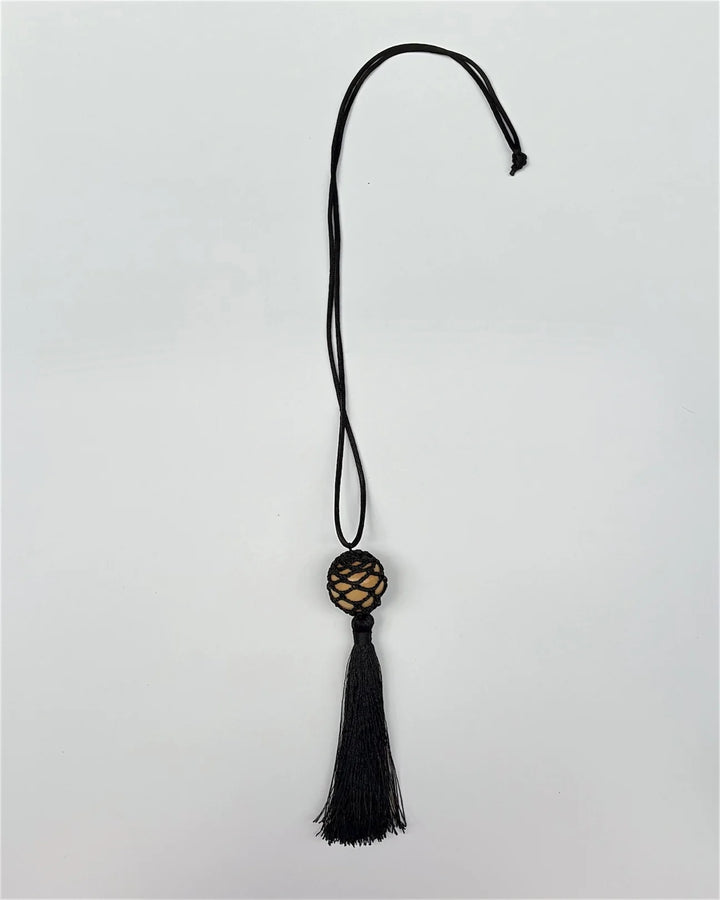 Tassel Necklace in Wood Bead